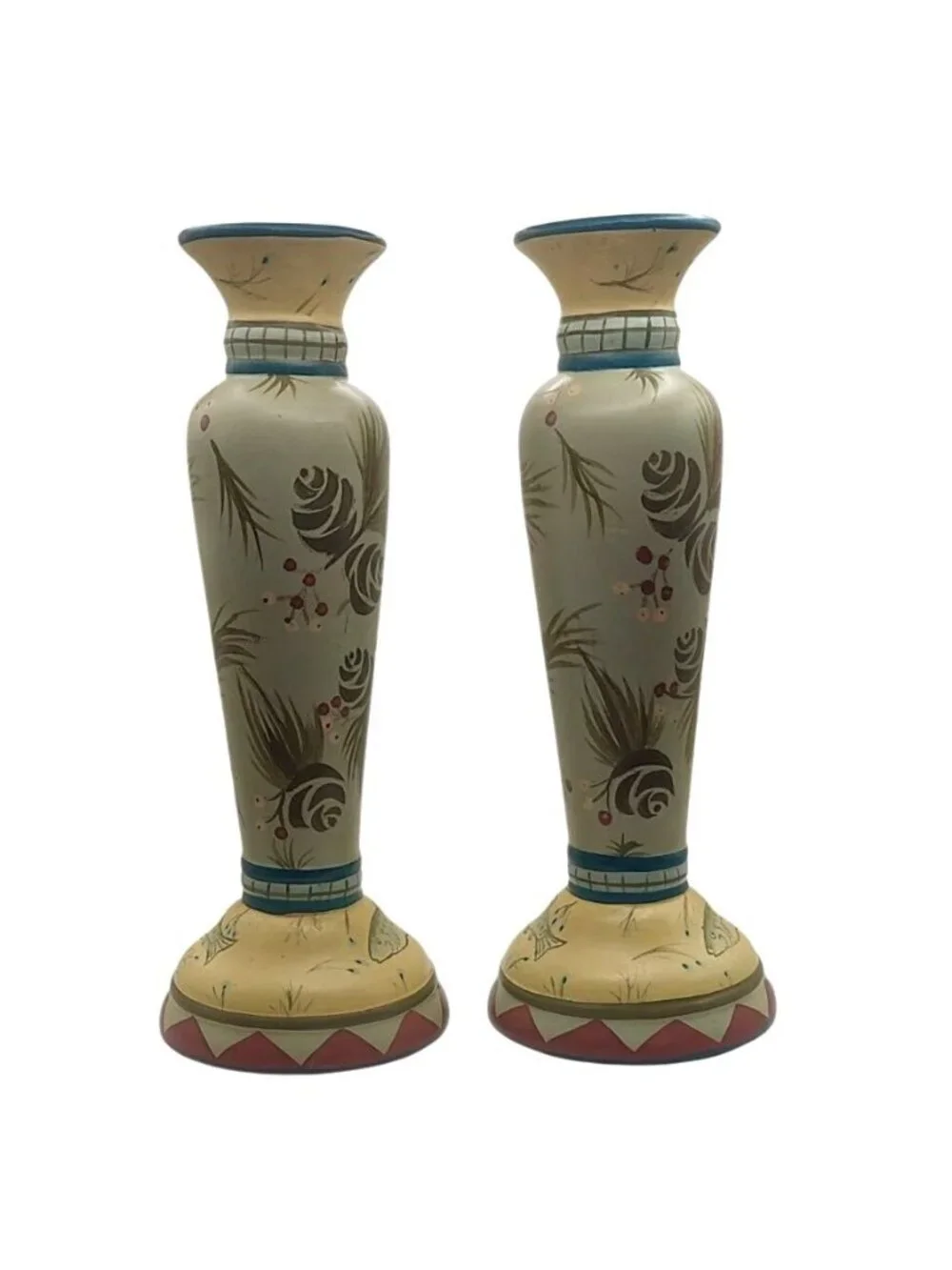Hand Painted Fish Candle Holder Set Of 2 High Country Lodge Danna Cullen Ceramic